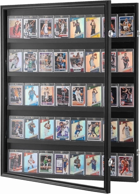 VEVOR 35 Graded Sports Card Display Case, 24.3x30.5x2.1 in, Baseball Football Basketball Hockey Trading Card Frame with 98% UV Protection Clear View PC Glass, Lockable Wall Cabinet
