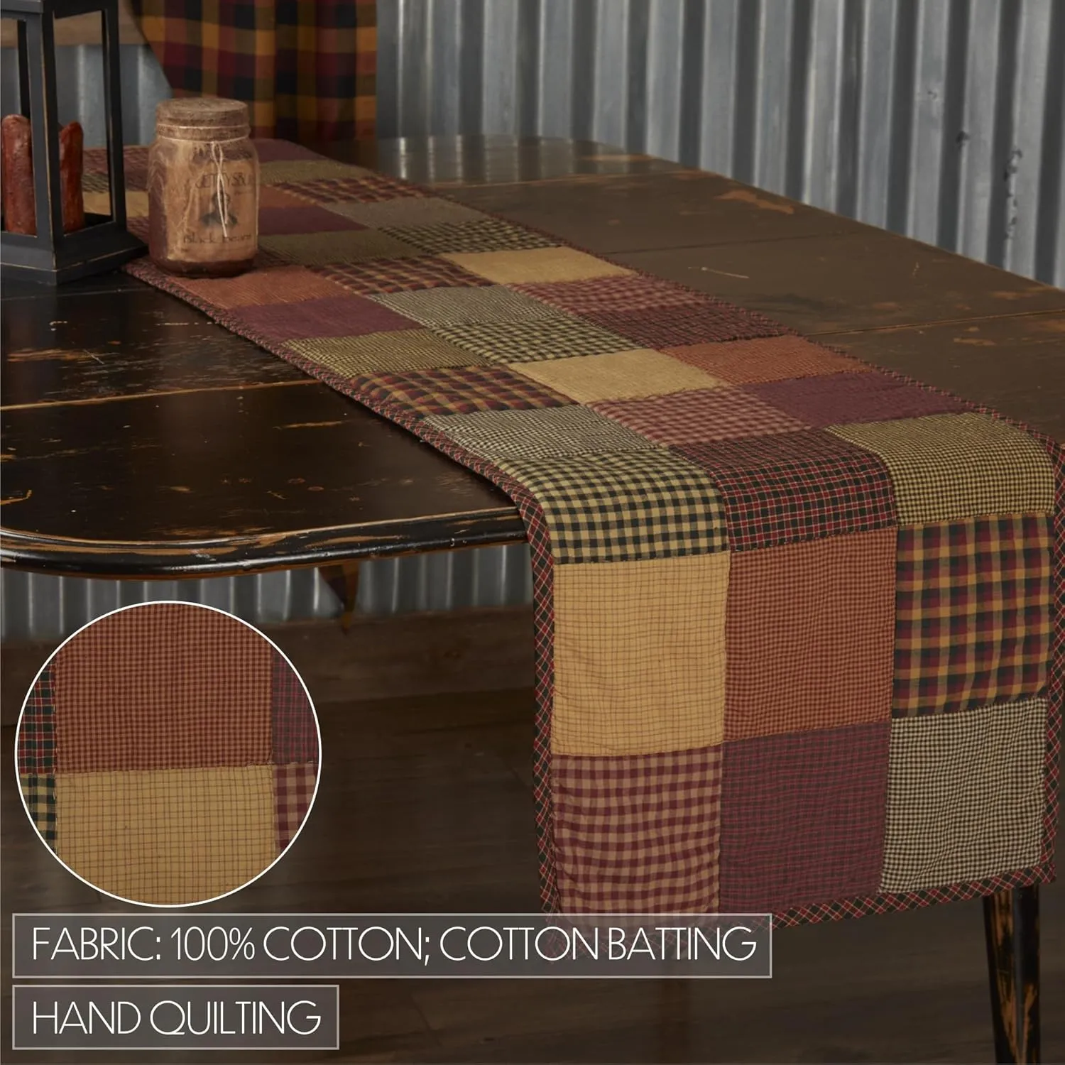 VHC Brands, Heritage Farms, Cotton, 13x72, Quilted Runner, Red