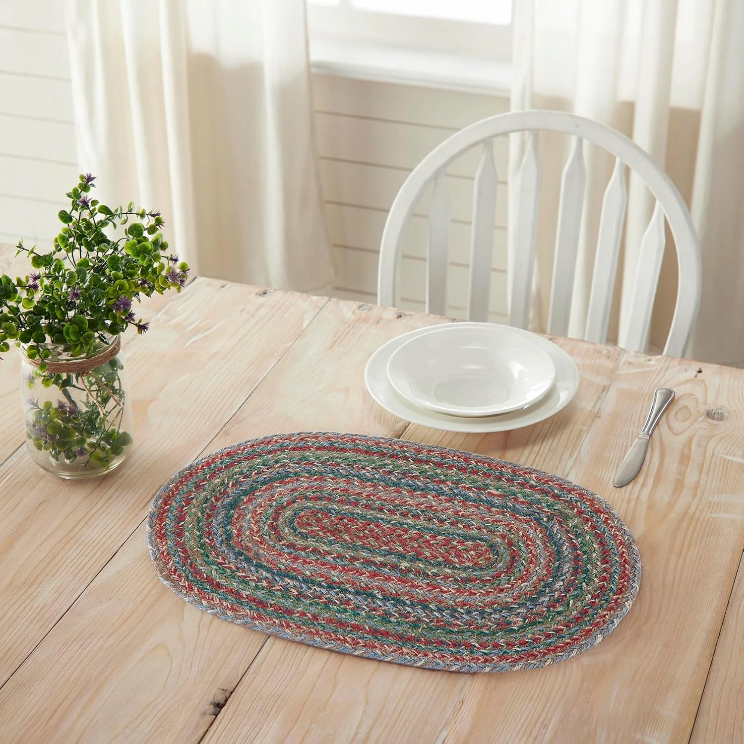 VHC Brands Multi Jute Oval Placemat 13x19