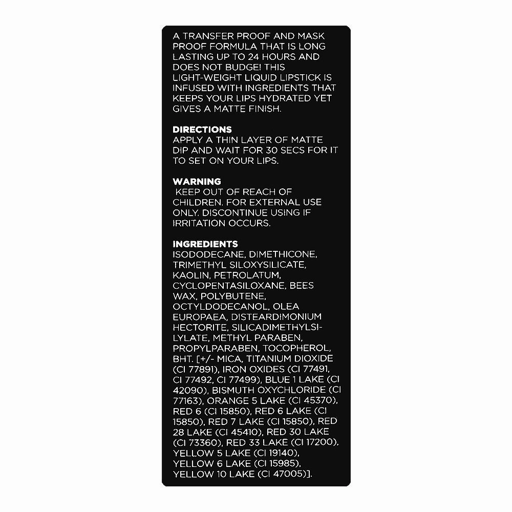 Vi'da New York Matte Dip Liquid Lipstick, 3ml, 104 Berry Noir