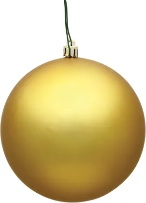 Vickerman 4.75" Christmas Ornament Ball, Gold Matte Finish, Shatterproof Plastic, UV Resistant, Holiday Christmas Tree Decoration, 4 Pack- Ready to Hang