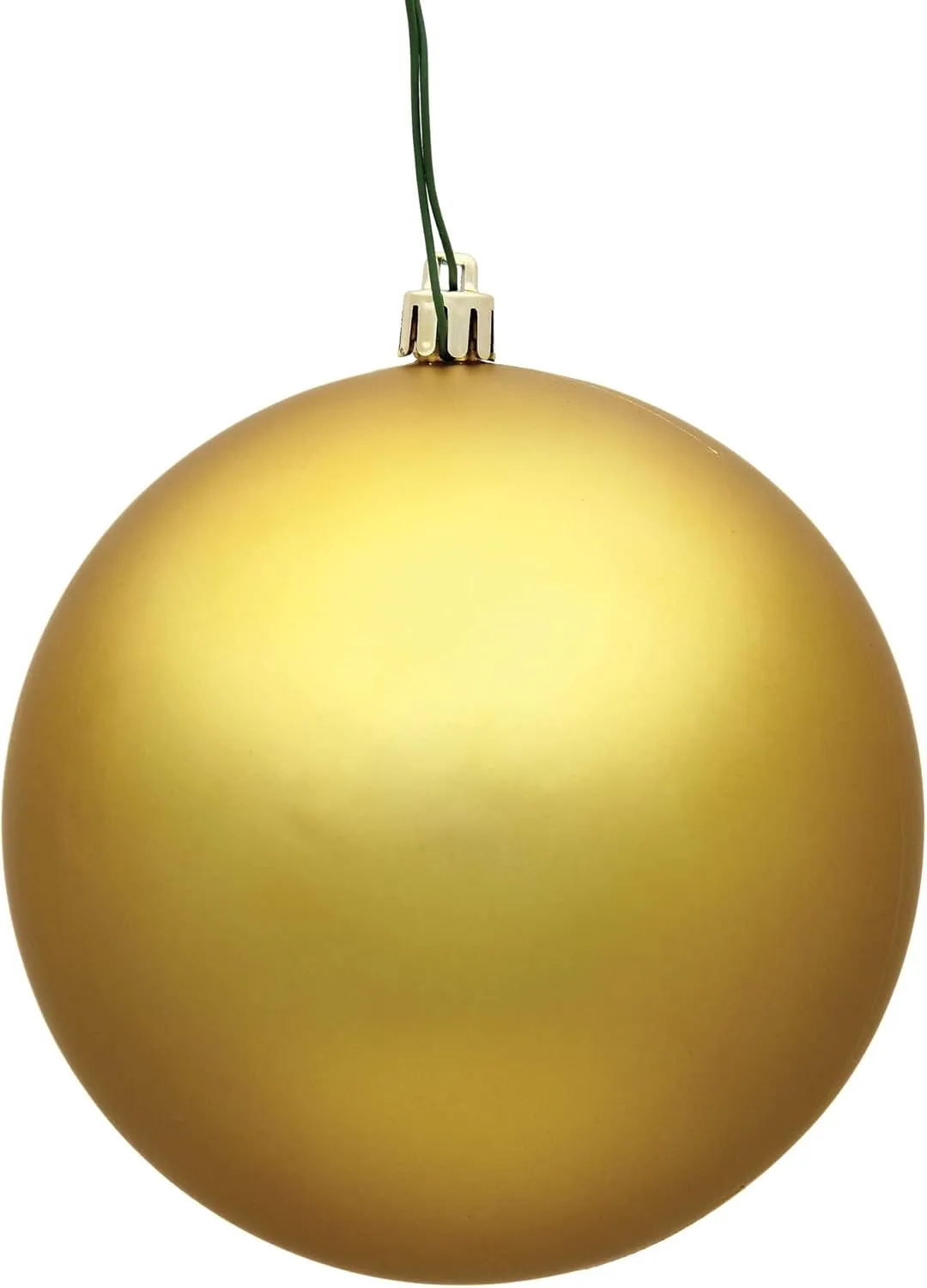 Vickerman 4.75" Christmas Ornament Ball, Gold Matte Finish, Shatterproof Plastic, UV Resistant, Holiday Christmas Tree Decoration, 4 Pack- Ready to Hang