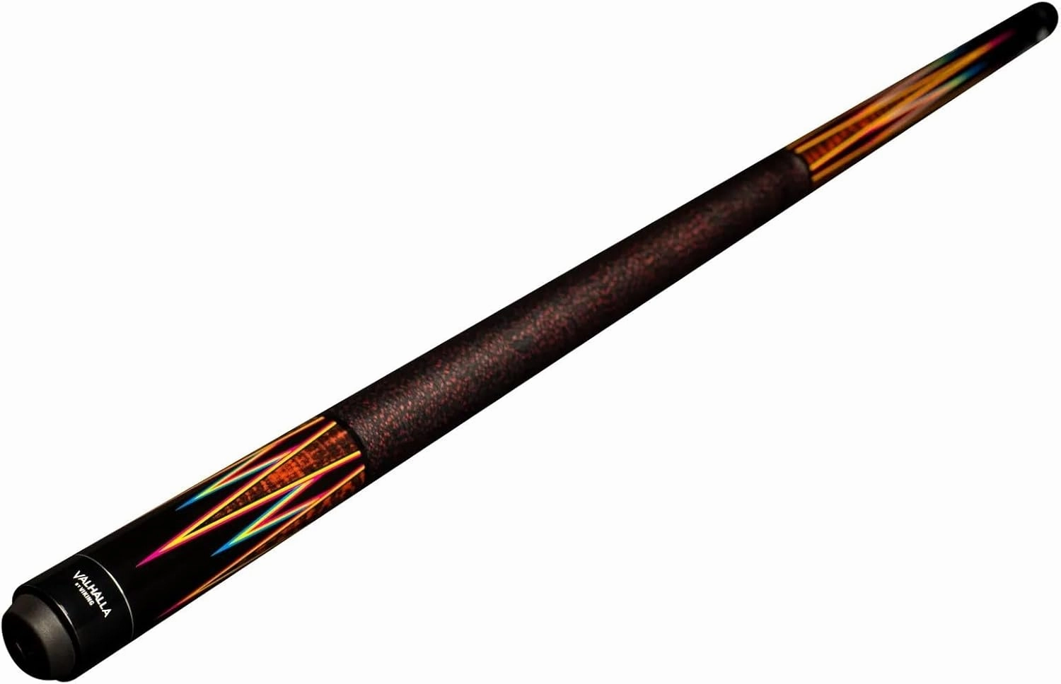 Viking Valhalla VA921 2-Piece Pool Cue | Hard Rock Maple | Tri-Colored 6-Point Graphic Transfers | Premium Leather Tip | Black Linen Wrap