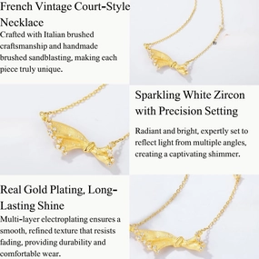 Vintage Court-Inspired Dress Pendant Necklace for Women, 925 Sterling Silver with Gold Plating, Handcrafted Brushed & Sandblasted Finish, Italian Buccellati-Style Jewelry