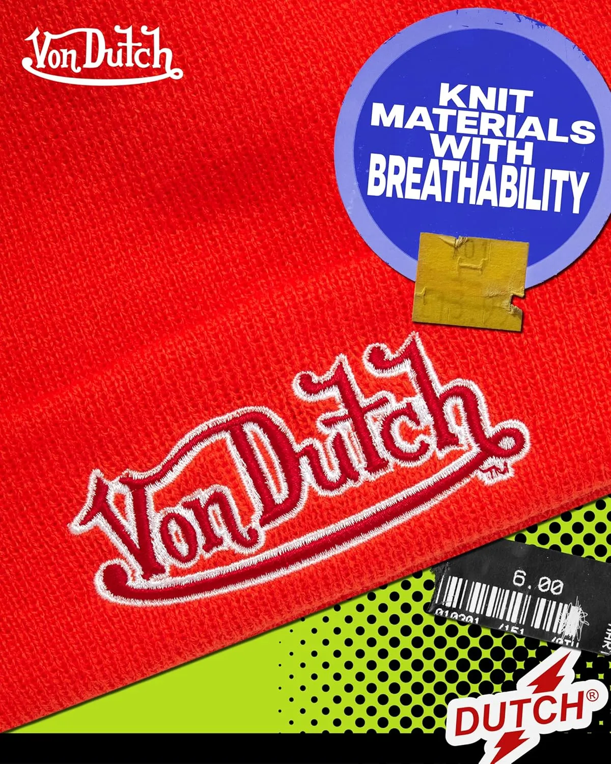 Von Dutch Womens Beanie Hat - Soft Cuffed Knitted Skull Cap Graphic Winter Beanie for Women with Embroidered Logo