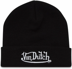 Von Dutch Womens Beanie Hat - Soft Cuffed Knitted Skull Cap Graphic Winter Beanie for Women with Embroidered Logo