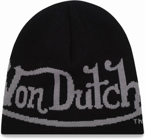 Von Dutch Womens Beanie Hat - Soft Cuffed Knitted Skull Cap Graphic Winter Beanie for Women with Embroidered Logo