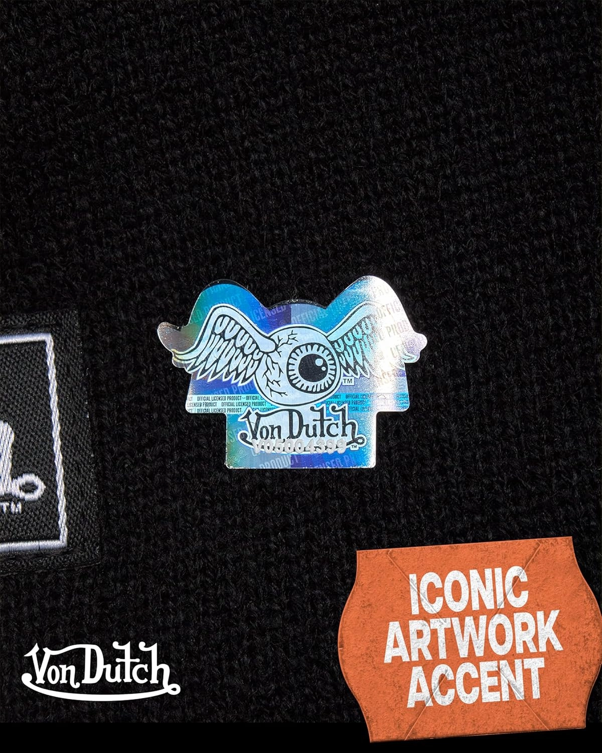 Von Dutch Womens Beanie Hat - Soft Cuffed Knitted Skull Cap Graphic Winter Beanie for Women with Embroidered Logo