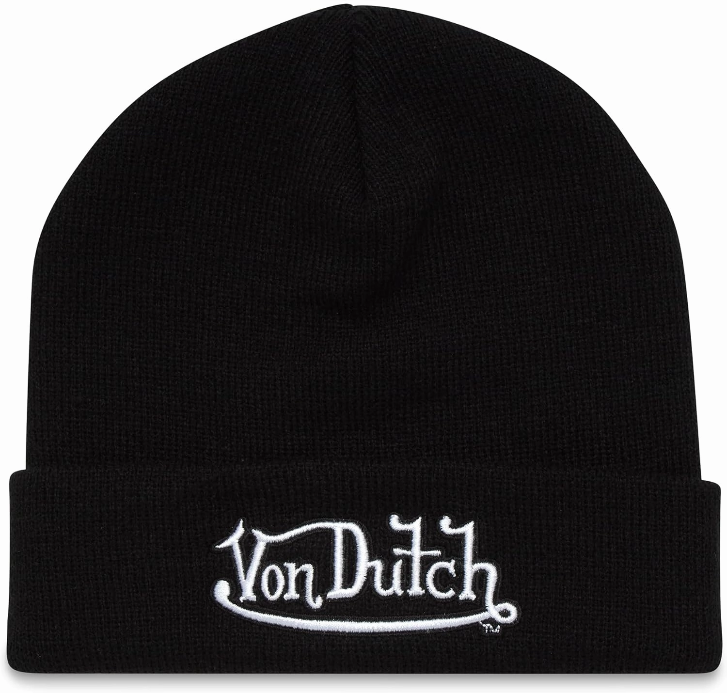 Von Dutch Womens Beanie Hat - Soft Cuffed Knitted Skull Cap Graphic Winter Beanie for Women with Embroidered Logo