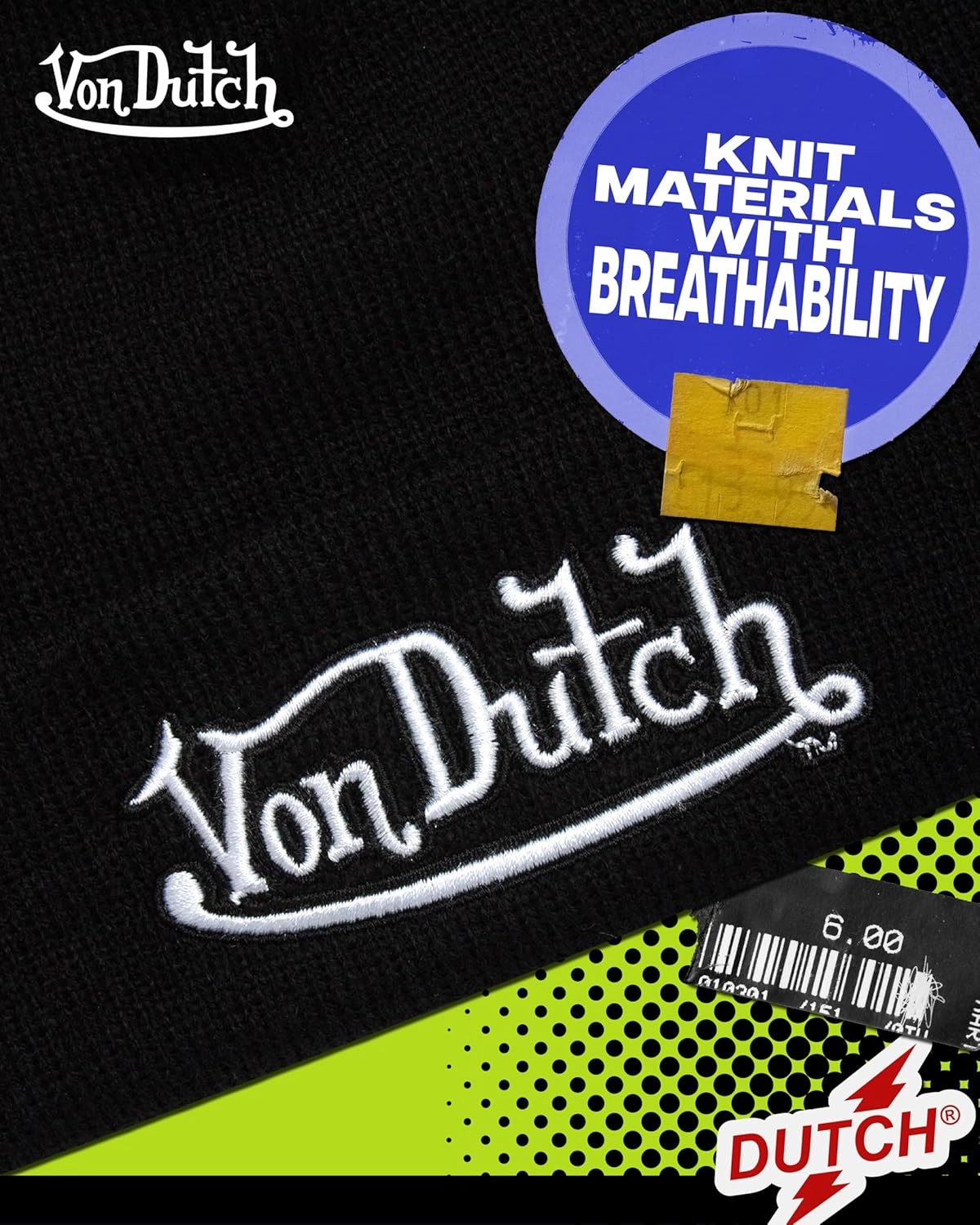 Von Dutch Womens Beanie Hat - Soft Cuffed Knitted Skull Cap Graphic Winter Beanie for Women with Embroidered Logo