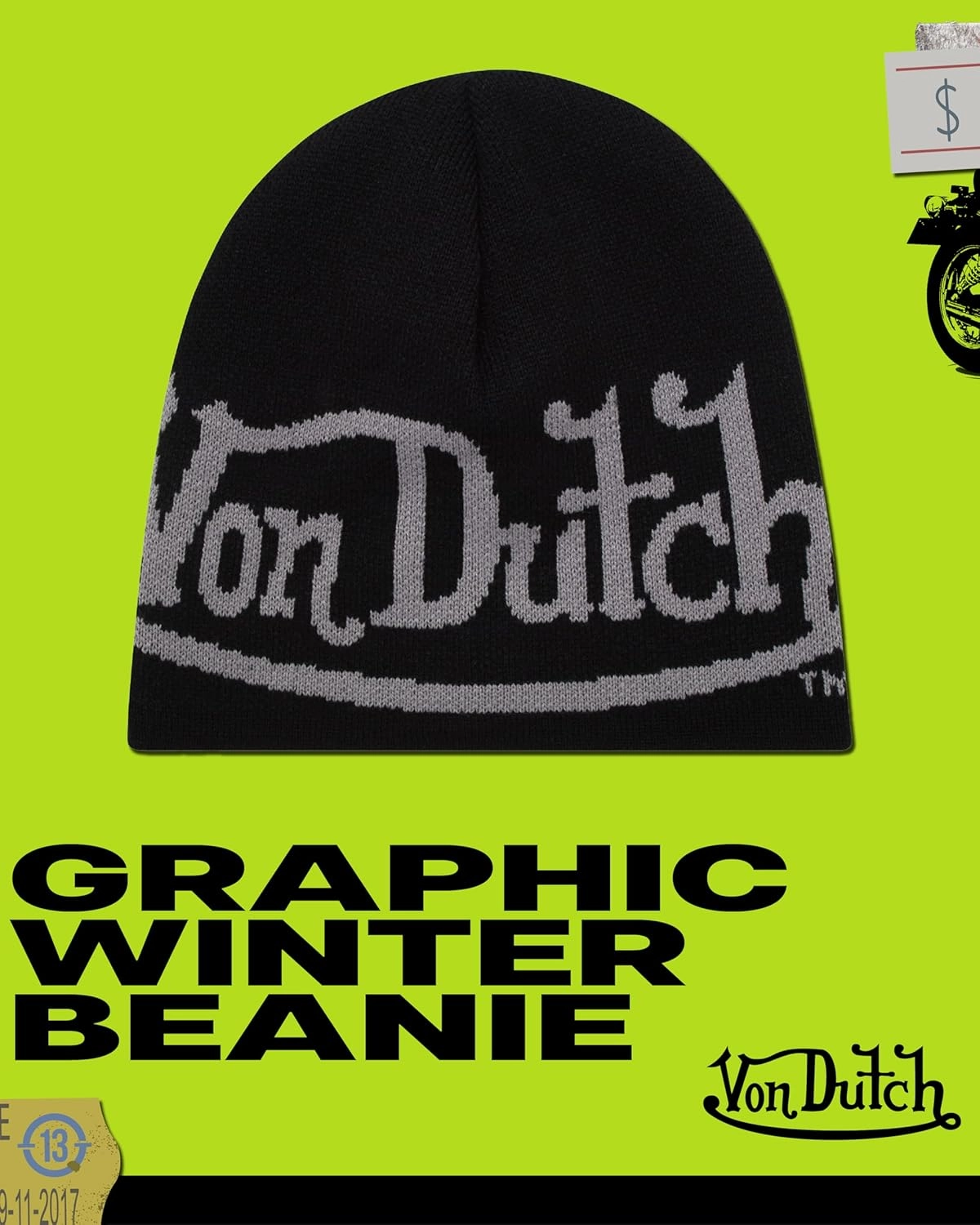 Von Dutch Womens Beanie Hat - Soft Cuffed Knitted Skull Cap Graphic Winter Beanie for Women with Embroidered Logo