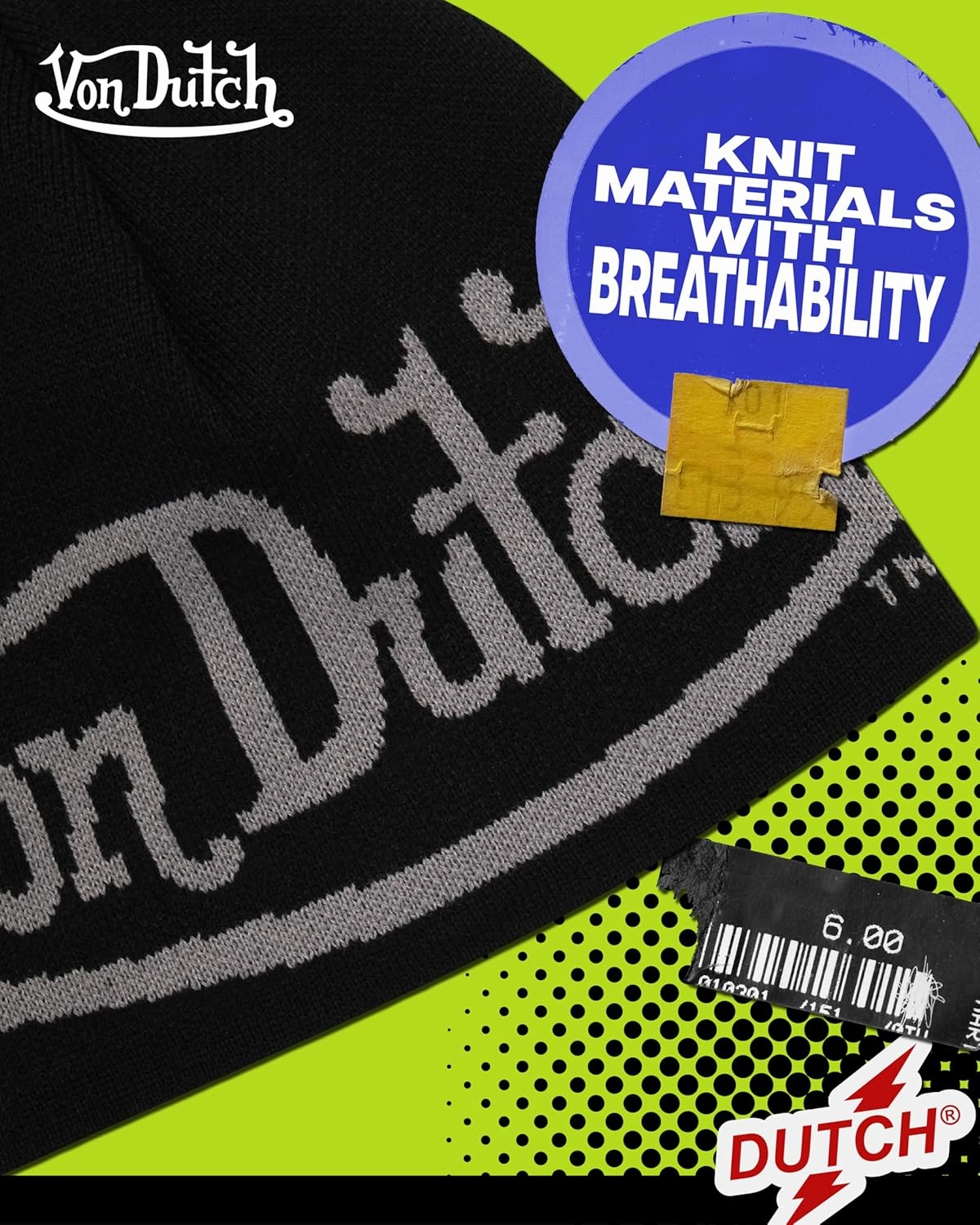 Von Dutch Womens Beanie Hat - Soft Cuffed Knitted Skull Cap Graphic Winter Beanie for Women with Embroidered Logo