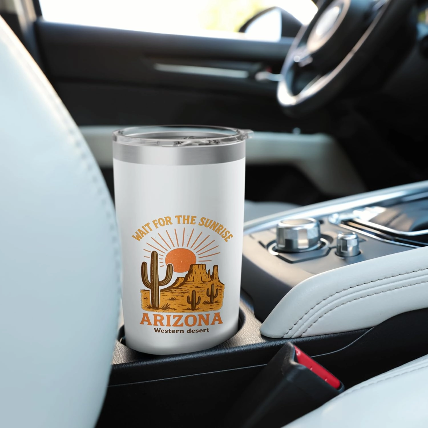 Wait for the Sunrise Arizona Desert Scene Graphic Tees Stainless Steel Insulated Tumbler