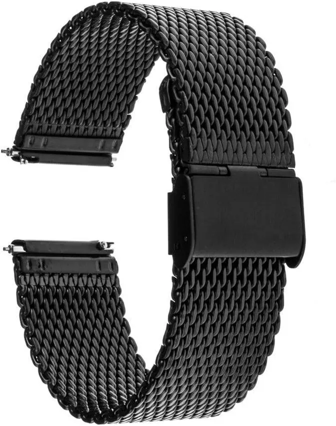Watchband 18mm 20mm 22mm 24mm Universal Watchband Quick Release Watch Band Mesh Stainless Steel Strap Wrist Belt Bracelet Black Bracelet