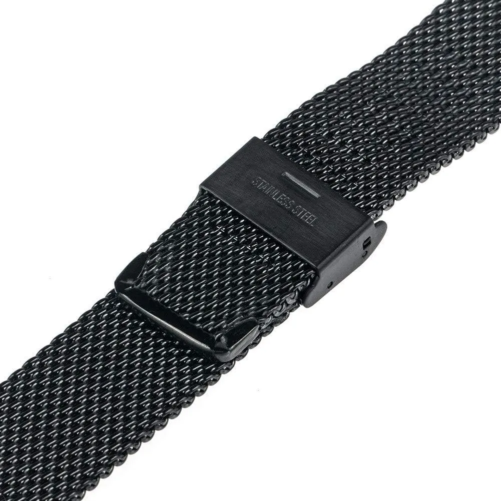 Watchband 18mm 20mm 22mm 24mm Universal Watchband Quick Release Watch Band Mesh Stainless Steel Strap Wrist Belt Bracelet Black Bracelet