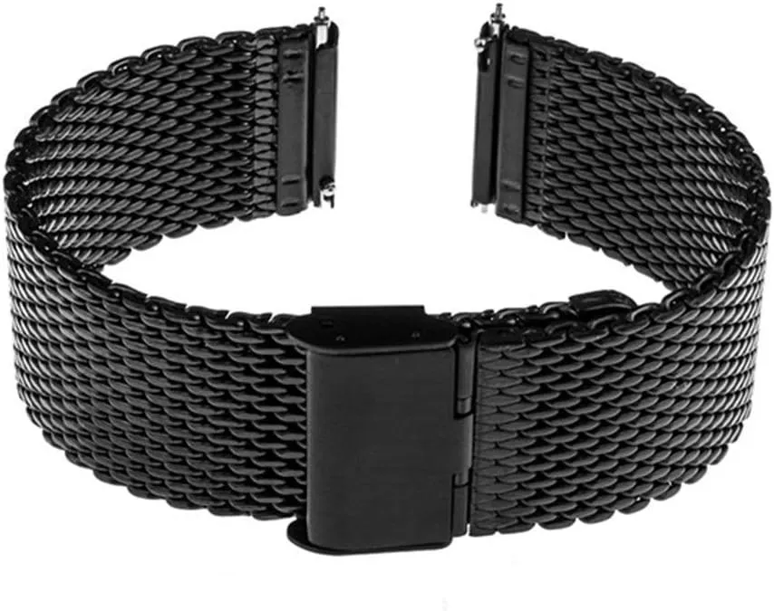 Watchband 18mm 20mm 22mm 24mm Universal Watchband Quick Release Watch Band Mesh Stainless Steel Strap Wrist Belt Bracelet Black Bracelet