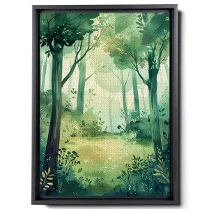Watercolor A Woodland, In The Style Of Light Emerald And Light Beige, I Can'T Believe How Beautiful This Is, Bunnycore, Simple Designs, Canvas