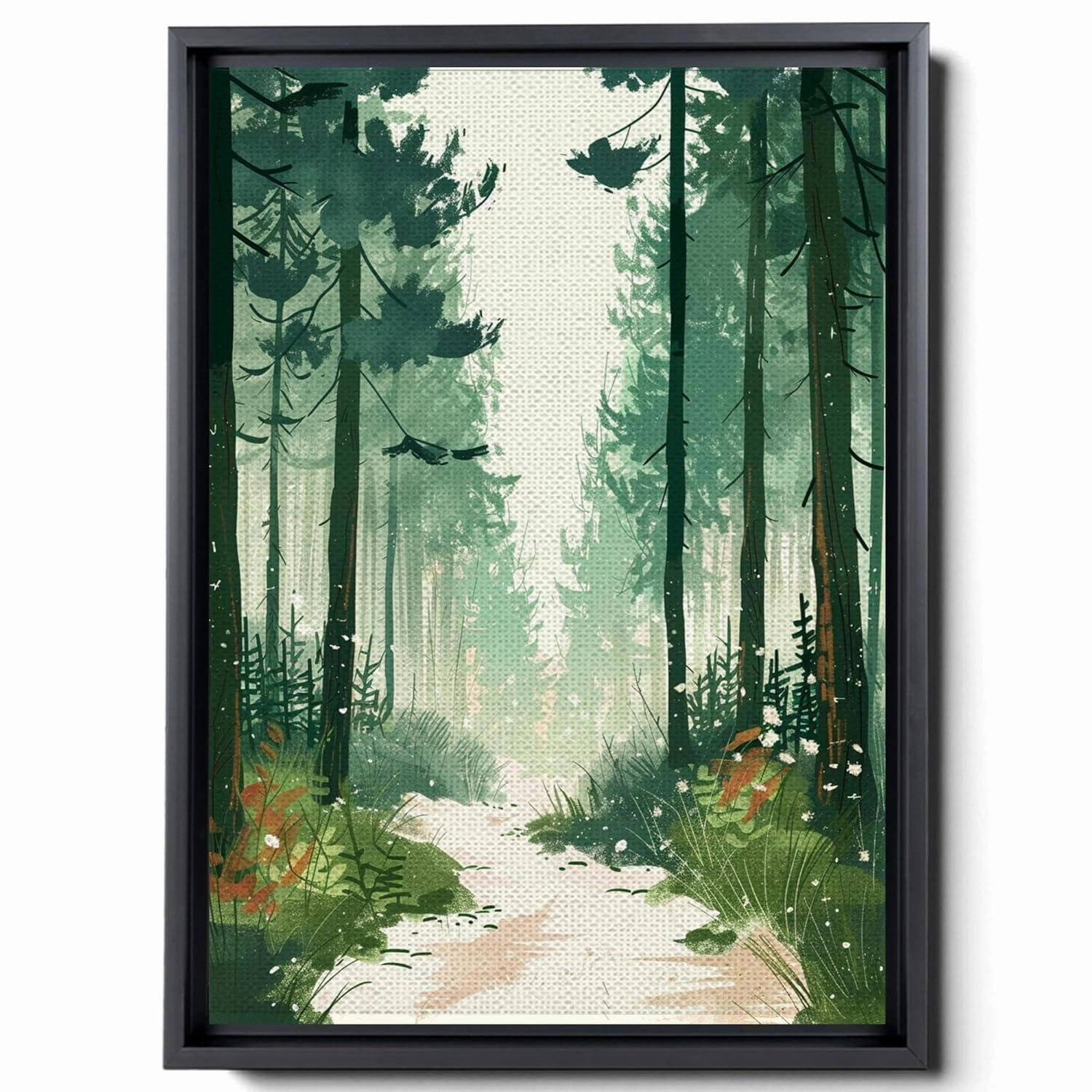 Watercolor A Woodland, In The Style Of Light Emerald And Light Beige, I Can'T Believe How Beautiful This Is, Bunnycore, Simple Designs, Canvas Prints