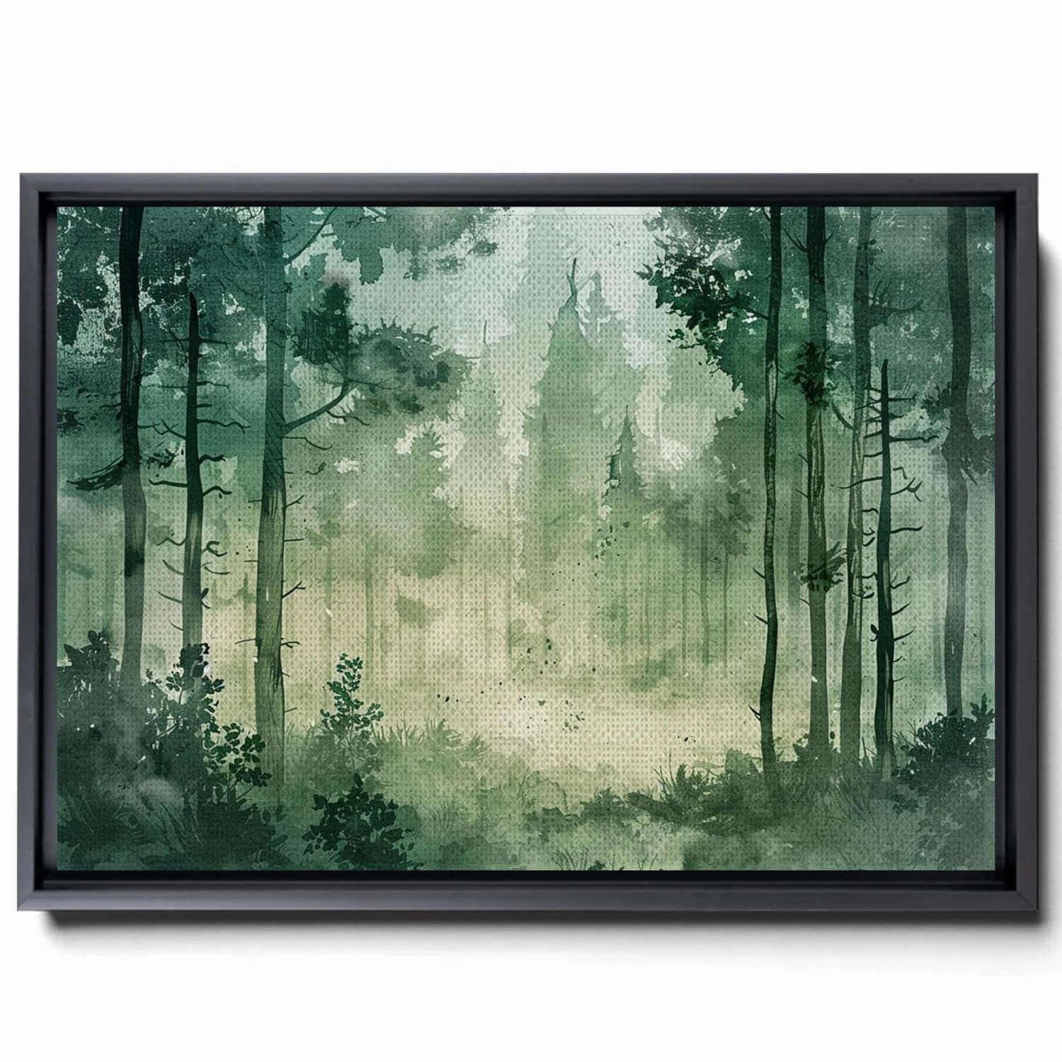 Watercolor A Woodland, In The Style Of Light Emerald And Light Beige, I Can'T Believe How Beautiful This Is, Bunnycore, Simple Designs, Canvas