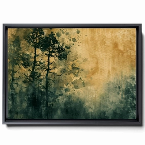 Watercolor Drawing Of Forest, In The Style Of Dark Emerald And Light Brown Art Techniques, Warm Color Palettes, Spectacular Backdrops, Light Green And Dark Gray, Decor Canvas
