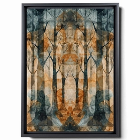 Watercolor Forest Trees Illustration, In The Style Of Use Of Earth Tones, Dark Emerald And Light Brown, Recycled Material Murals, Color Gradients, Canvas Prints