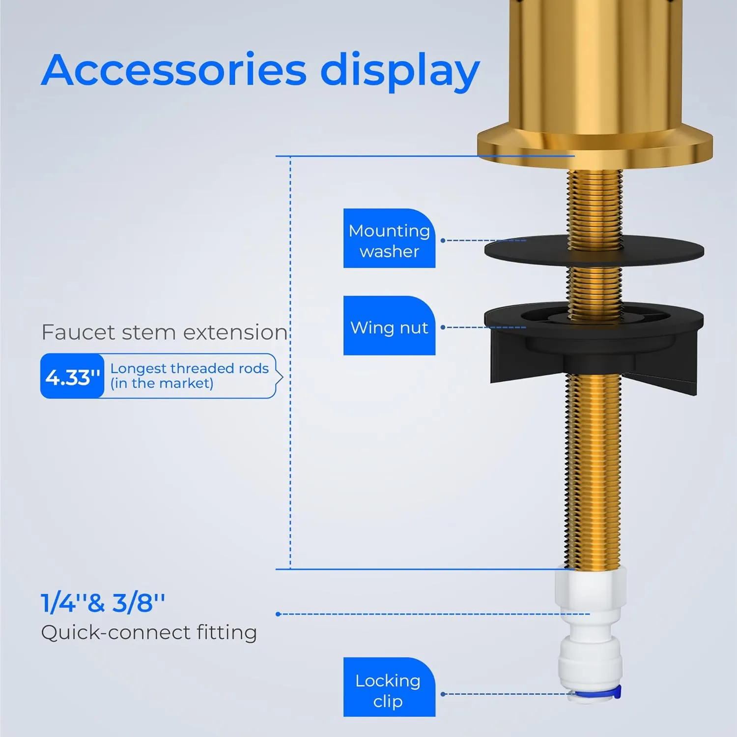 Waterdrop Reverse Osmosis Drinking Water Faucet Stainless Steel, Lead-Free，Gold