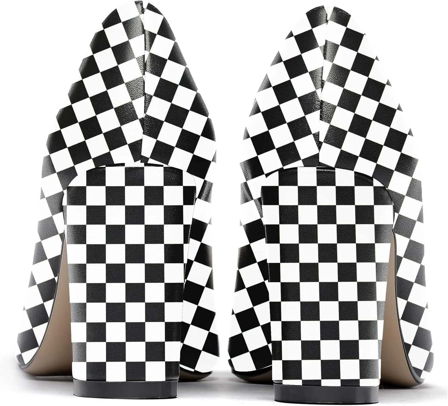 WAYDERNS Women's Gold Metal Chain Matte Slip On Pointed Toe Block High Heel Pumps Shoes 3.5 Inch