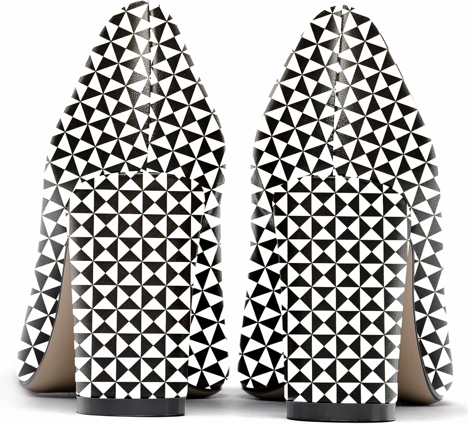 WAYDERNS Women's Gold Metal Chain Matte Slip On Pointed Toe Block High Heel Pumps Shoes 3.5 Inch