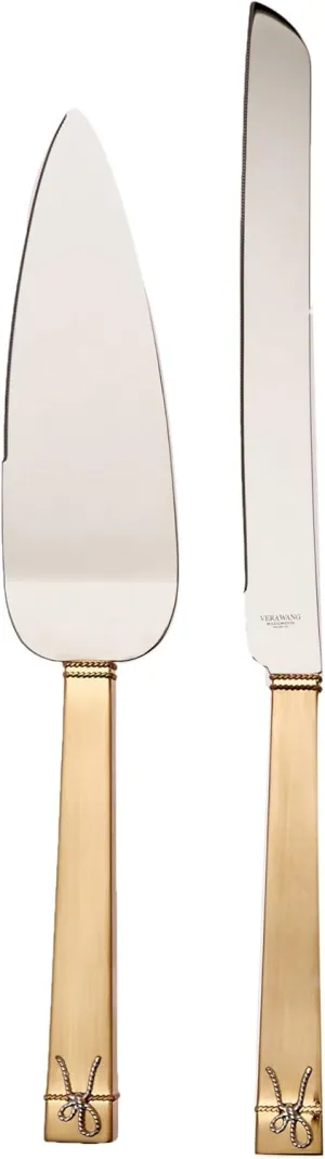 Wedgwood Vera Wang Love Knots Cake Knife and Server Set, Gold