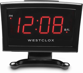 Westclox Plasma LED Alarm Clock for Adults – 0.9-Inch Display, USB-C Charging, Battery Backup, 3-Level Dimmer, Compact Digital Clock (Black)