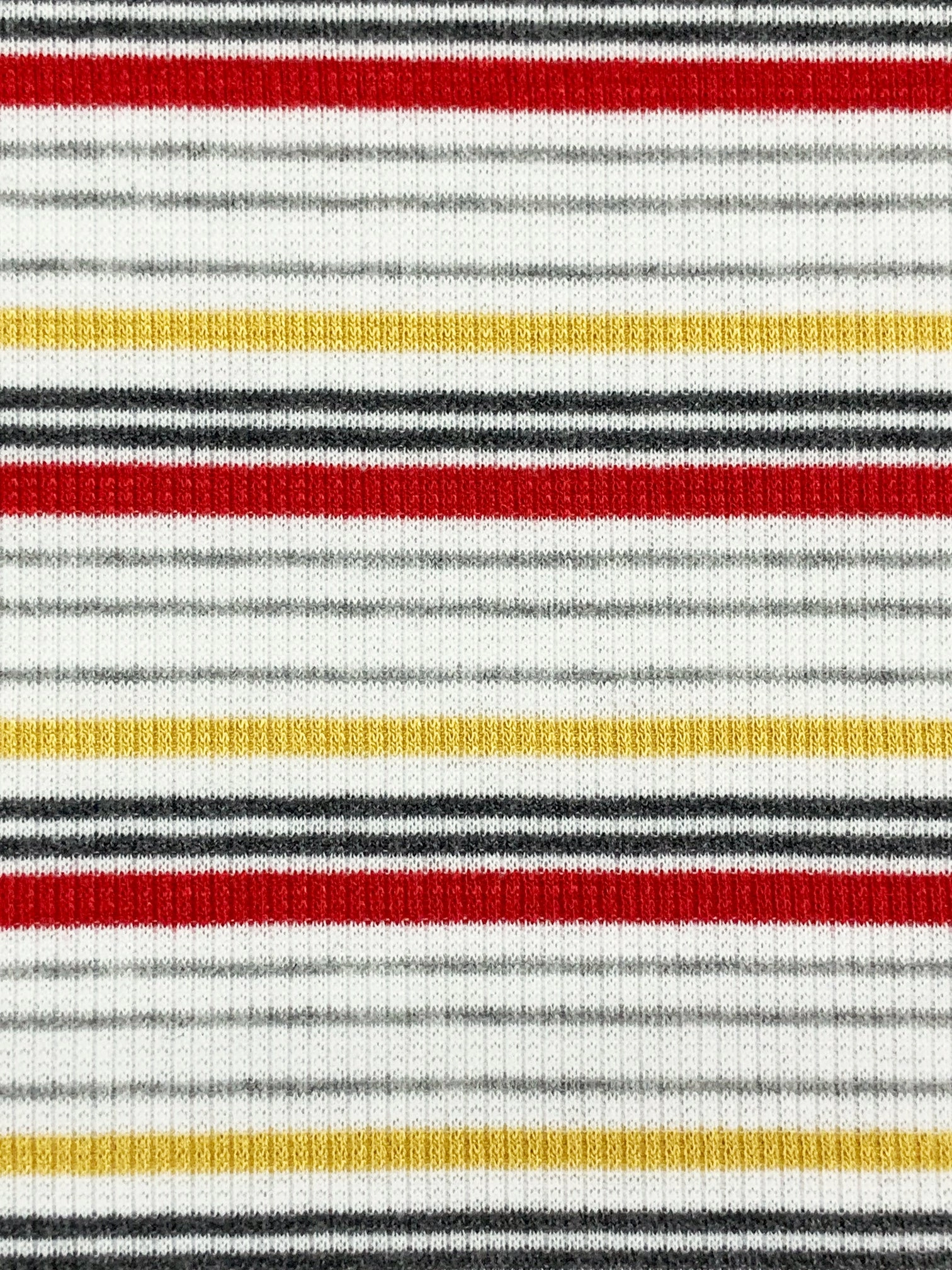 White/Red/Goldenrod Polyester/Lycra Horizontal Stripe Rib Knit 50W