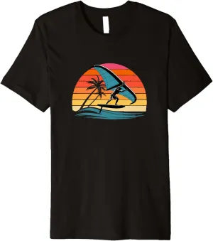 Wing Foiling Retro Sunset Design Surf Foil Ocean Rider Tee Premium T-Shirt