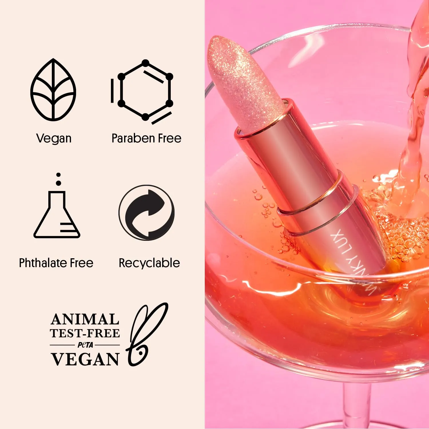 Winky Lux Glimmer Balm, pH Lip Balm, Color Changing Lipstick and Tinted Lip Balm, Vegan & Cruelty Free, Hydrate & Plump, Pink Shimmer Lipstick, Rose