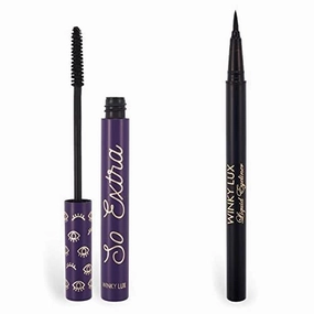 Winky Lux | So Extra Mascara and Liquid Eyeliner Bundle | Lengthening Mascara | Liquid Eyeliner | Black