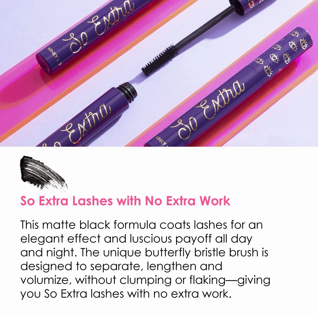 Winky Lux | So Extra Mascara and Liquid Eyeliner Bundle | Lengthening Mascara | Liquid Eyeliner | Black