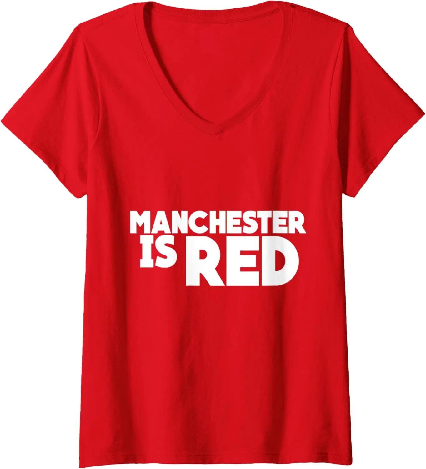 Womens Manchester Is Red T Shirt, United Supporter Essentials Tee V-Neck T-Shirt