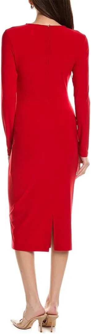 Women's Silky Knit Waist Tie Sheath Dress