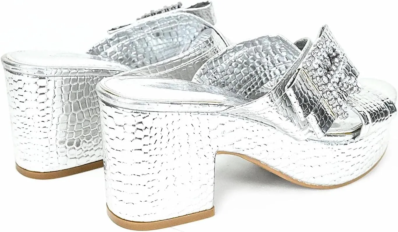 Women's Silver Italian Retro Slipper Set - Spring Wedding Essentials