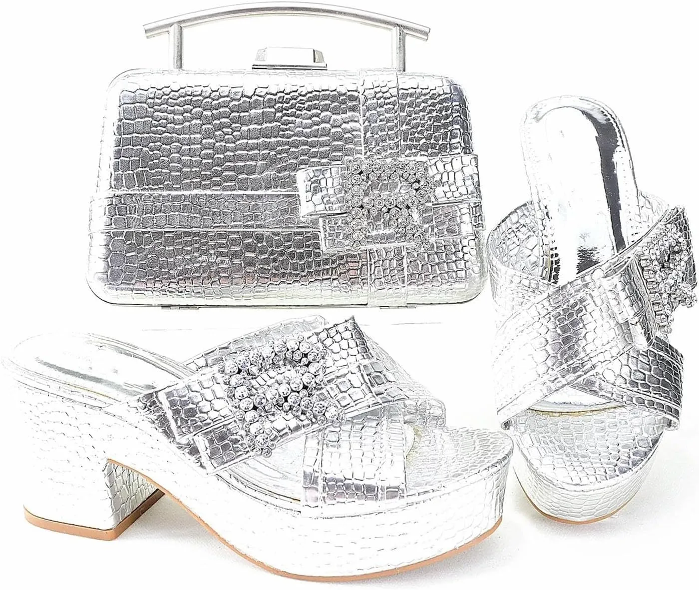 Women's Silver Italian Retro Slipper Set - Spring Wedding Essentials