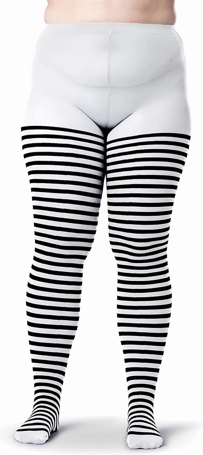 Womens Plus Size Striped Tights Bold Costume Halloween Stockings