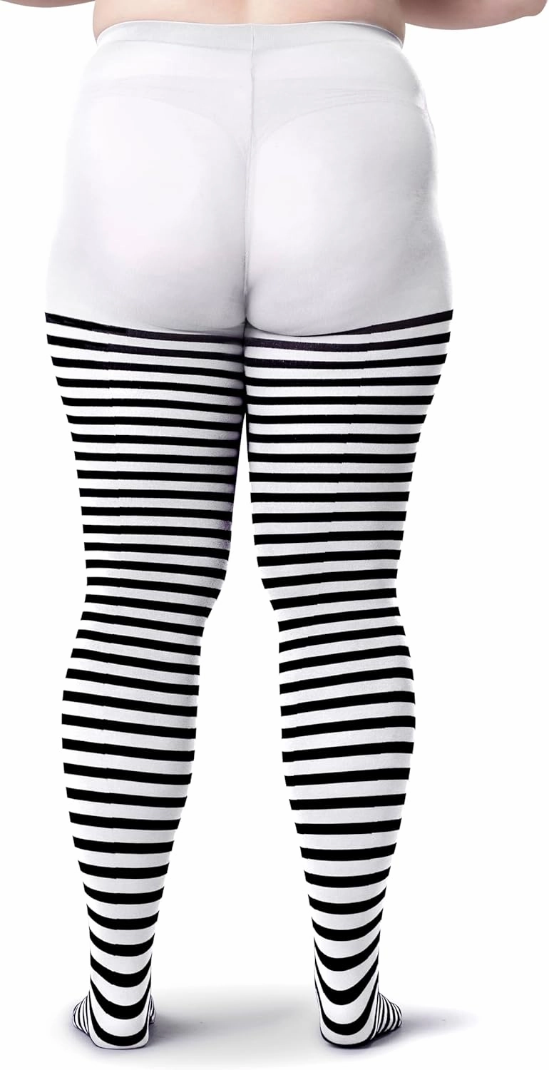 Womens Plus Size Striped Tights Bold Costume Halloween Stockings