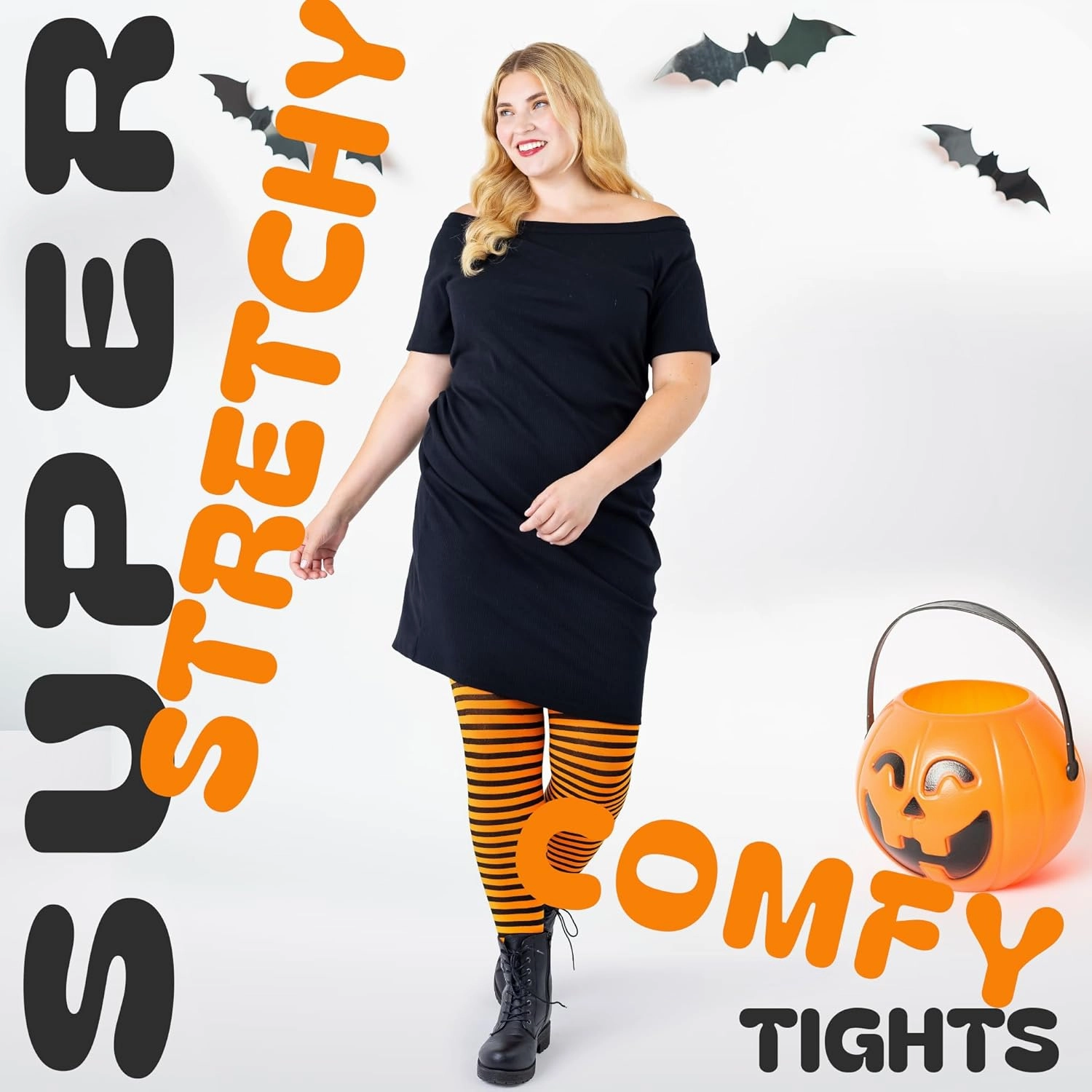 Womens Plus Size Striped Tights Bold Costume Halloween Stockings