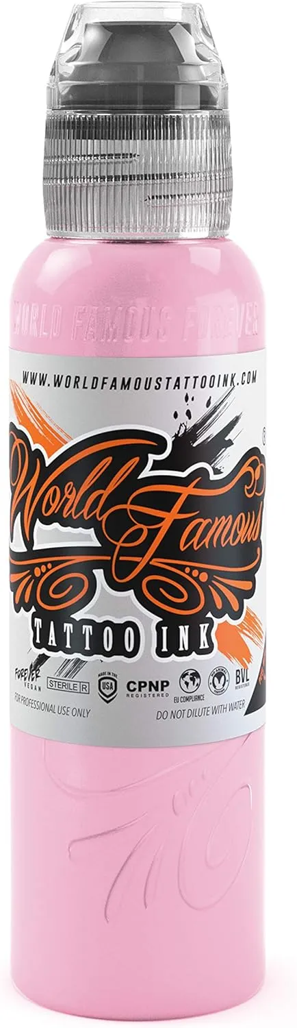 World Famous Pink Tattoo Ink, Vegan and Professional Ink, Made in USA, Pancho Light Pink, 1 oz