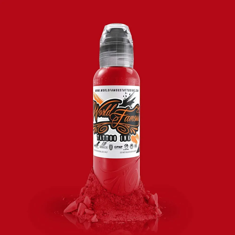 World Famous Red Tattoo Ink, Vegan and Professional Ink, Made in USA, Sailor Jerry Red, 2 oz