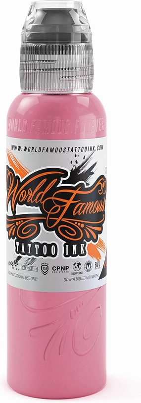 World Famous Pink Tattoo Ink, Vegan and Professional Ink, Made in USA, Pink, 1 oz