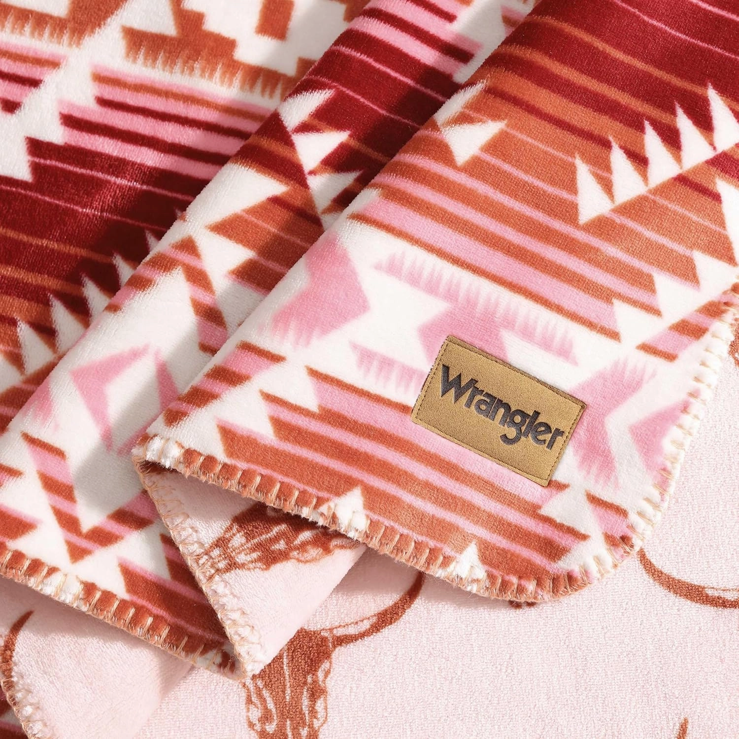 Wrangler - Blanket, Super Soft Reversible Bedding, Yellowstone Inspired, Western Home Essentials for Bed or Couch (Jericho Pink, Twin)