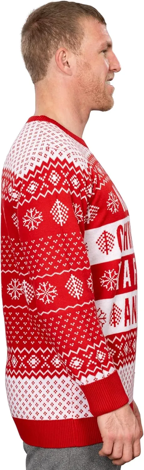 Ya Filthy Animal Merry Christmas Snowflakes Pattern Adult Ugly Christmas Sweater Festive & Fun Holiday Sweater