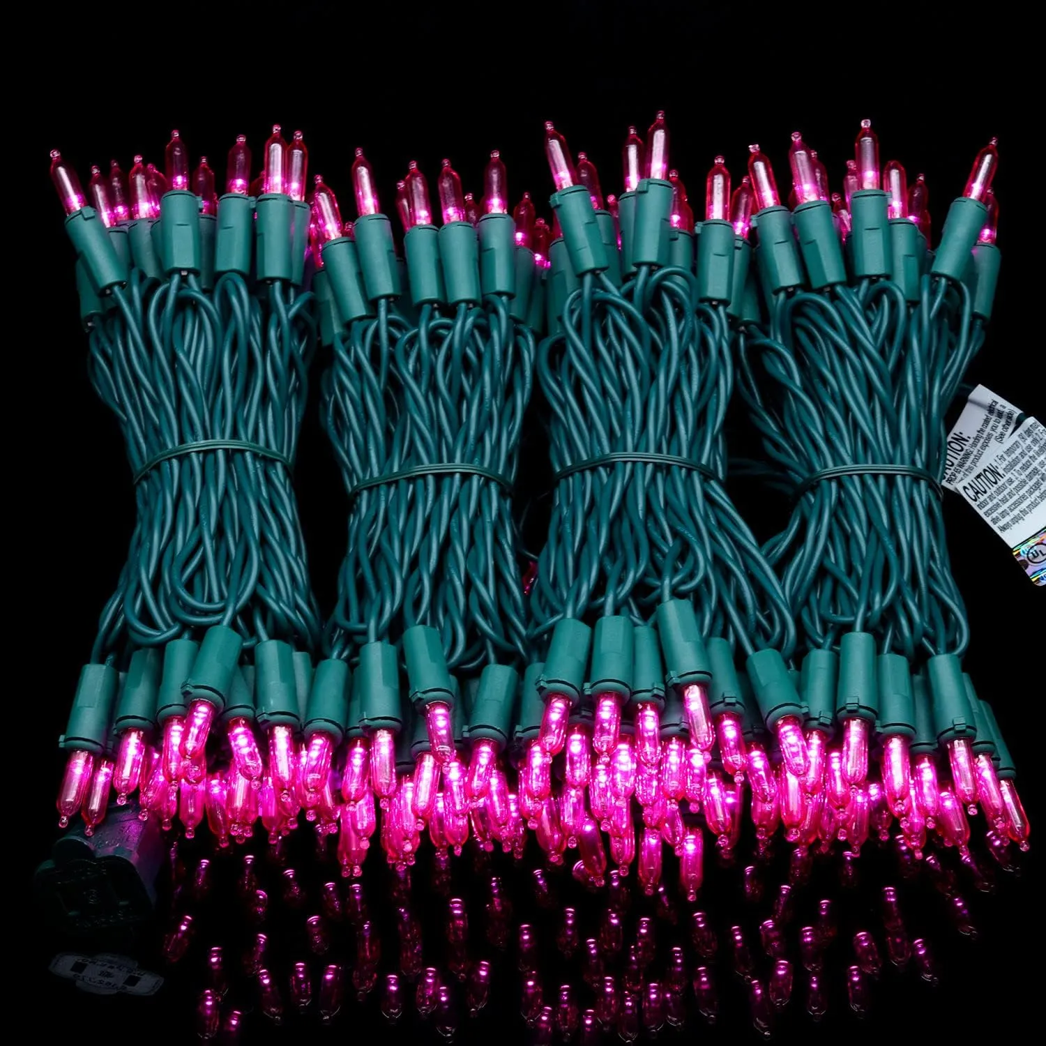 YULETIME 200 Count Pink LED Christmas Lights, 66 Feet Green Wire UL Certified Commercial Grade Holiday String Light Set (Pink)