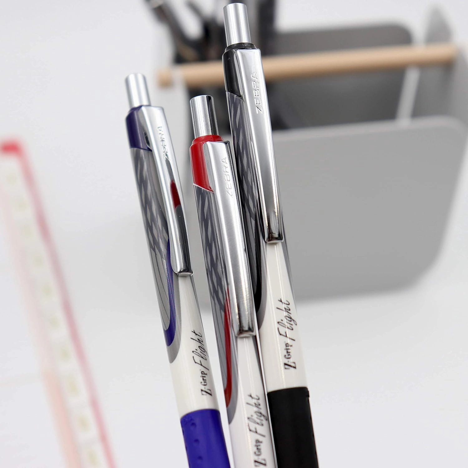 Zebra Pen Z-Grip Flight Retractable Ballpoint Pen, Bold Point, 1.2mm, Black, Blue, Red (Pack of 1,36 Count Total)
