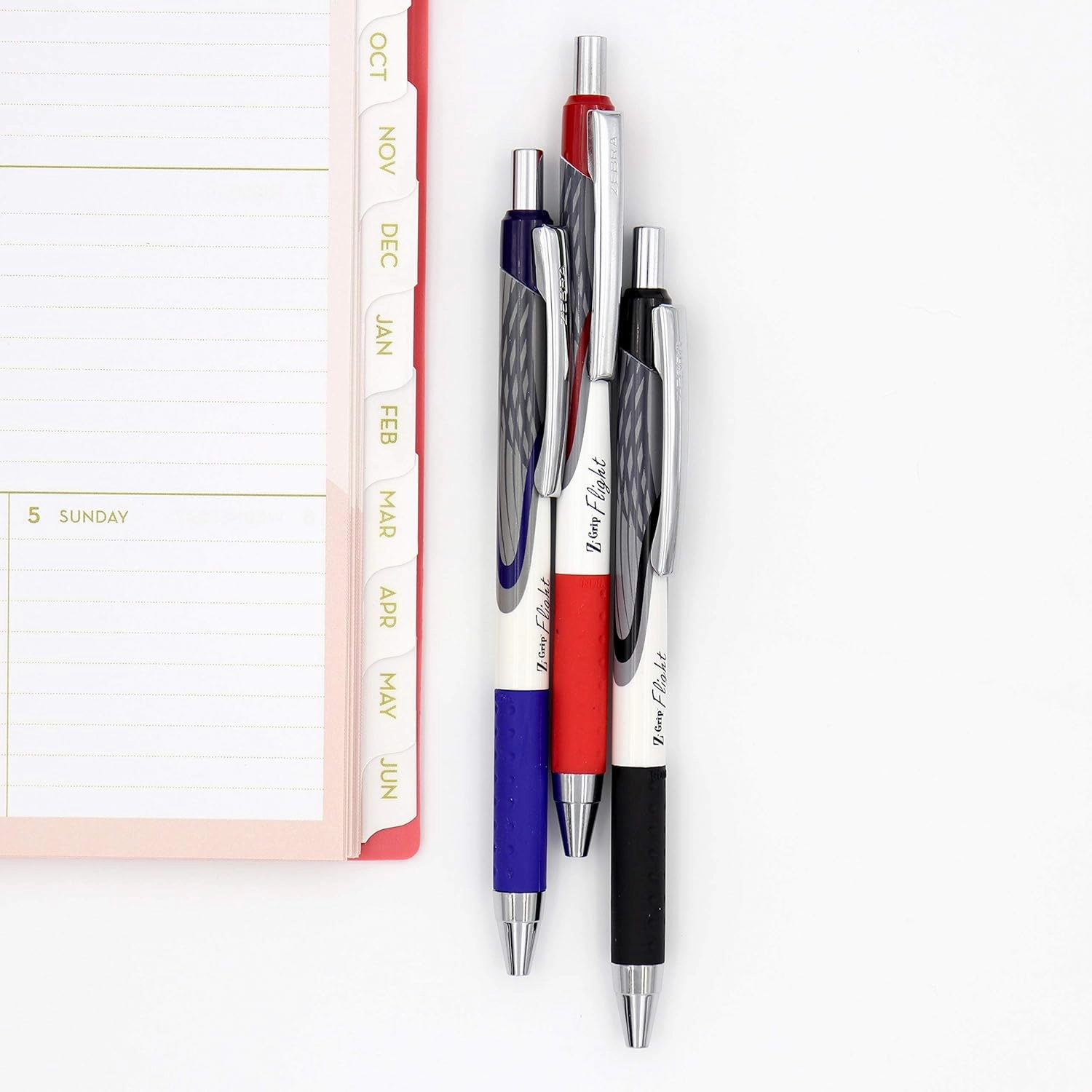 Zebra Pen Z-Grip Flight Retractable Ballpoint Pen, Bold Point, 1.2mm, Black, Blue, Red (Pack of 1,36 Count Total)